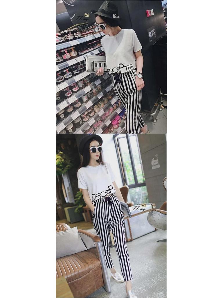 Women's 2024 Summer Short Sleeve T-shirt & Casual Pants Two-Piece Sports Set