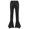 Bronzing Cloth High Waist Flare Trousers Kids Girls Dance Wear Stage Costume Ruffle Hem Bell Bottom Long Pants