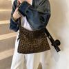 Design leopard print denim messenger bag new large-capacity tote bag lazy wind shoulder bag personalized fashion women's bag