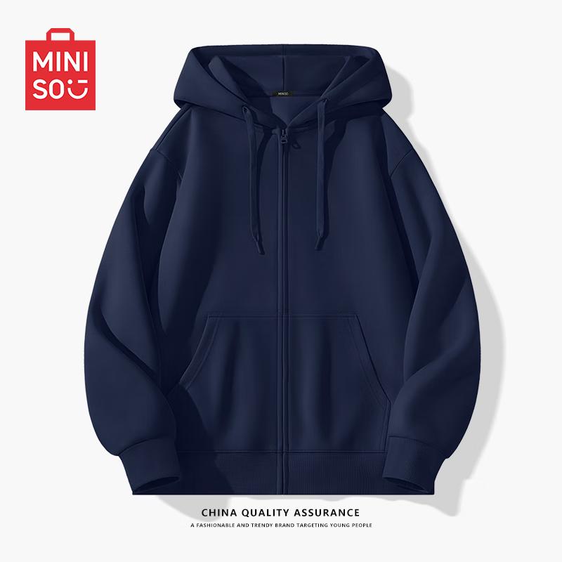 

MINISO Men s Spring/Autumn Loose-fit Heavyweight Zip-up Hoodie XL