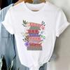 Cartoon Fun Book Printing Fashion Women T-Shirts Harajuku Clothes Short Sleeve Summer Tees Casual Korean Female Tops O-Neck