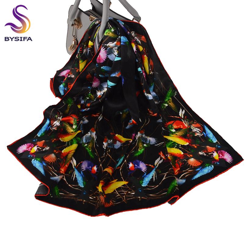 BYSIFA|Brand Colorful Pure Silk Women Square Scarves New Cat Fish Design Muslim Hijabs Fall Winter 100% Real Silk Scarf 90*90cm