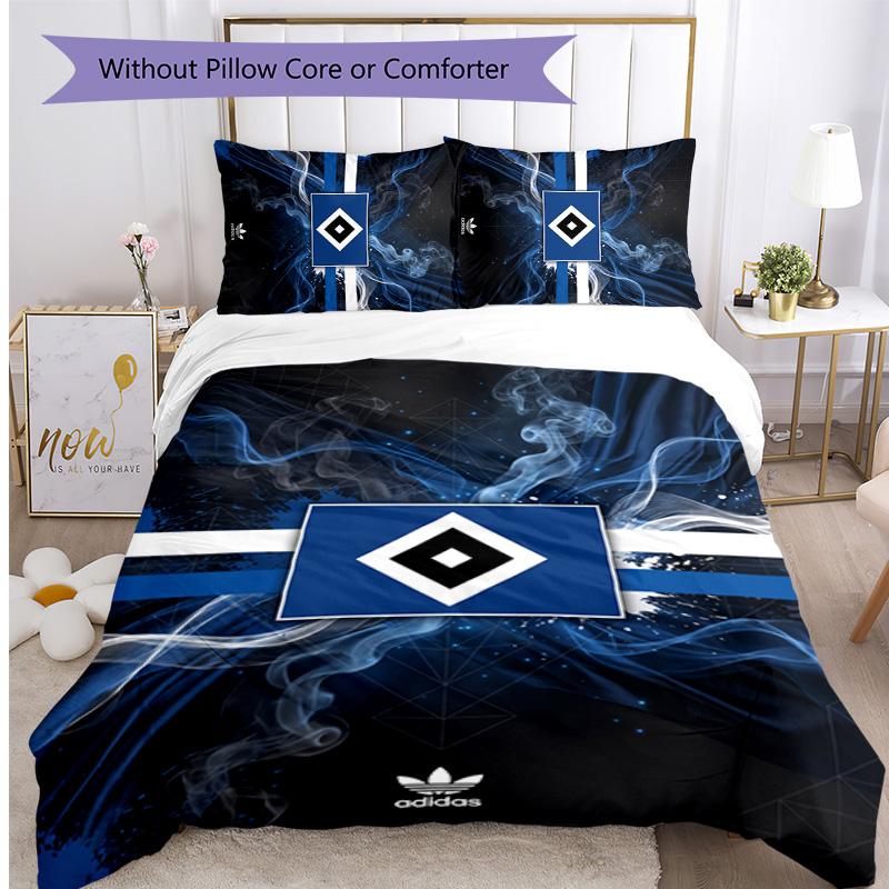 Set Lenzuola Stampato Calcio Hamburger SV 3 Pezzi, Comodo Set Copripiumino per Camera da Letto Amico della Pelle
