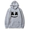 Mens Marshmello Smiley Face Hooded Sweatshirt Loose Fit Cotton Blend Winter Pullover
