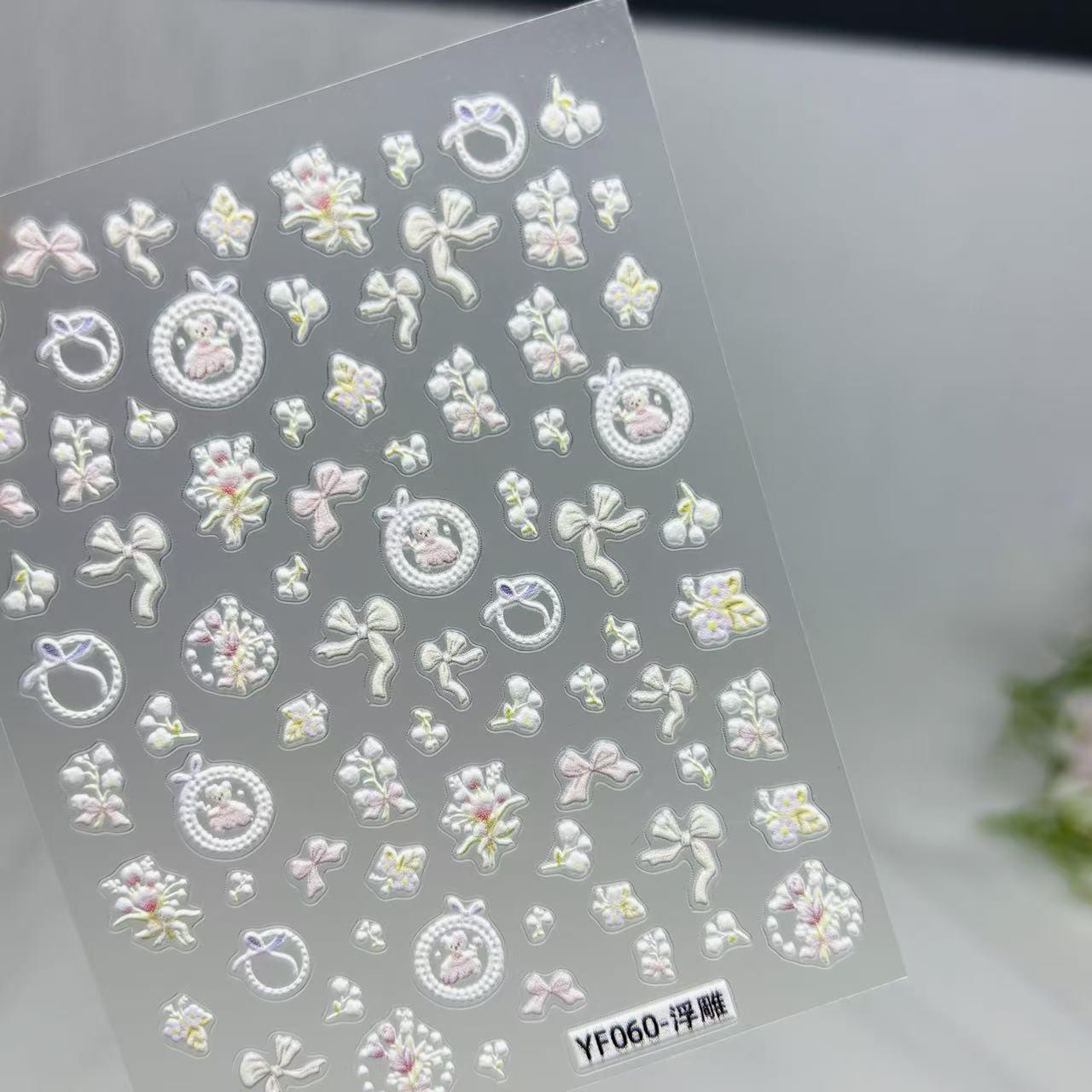 Rose & Butterfly 5D Embossed Nail Art Stickers - Chinese National Style for Valentine s Day YF060