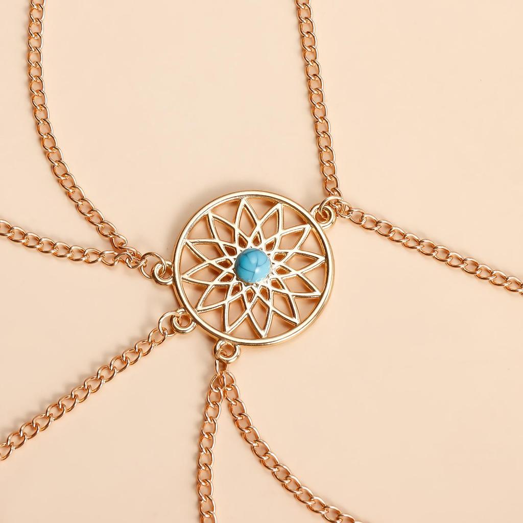Ethnic Geometric Tassel Anklet: Fashionable Multi-Layer Beach Jewelry