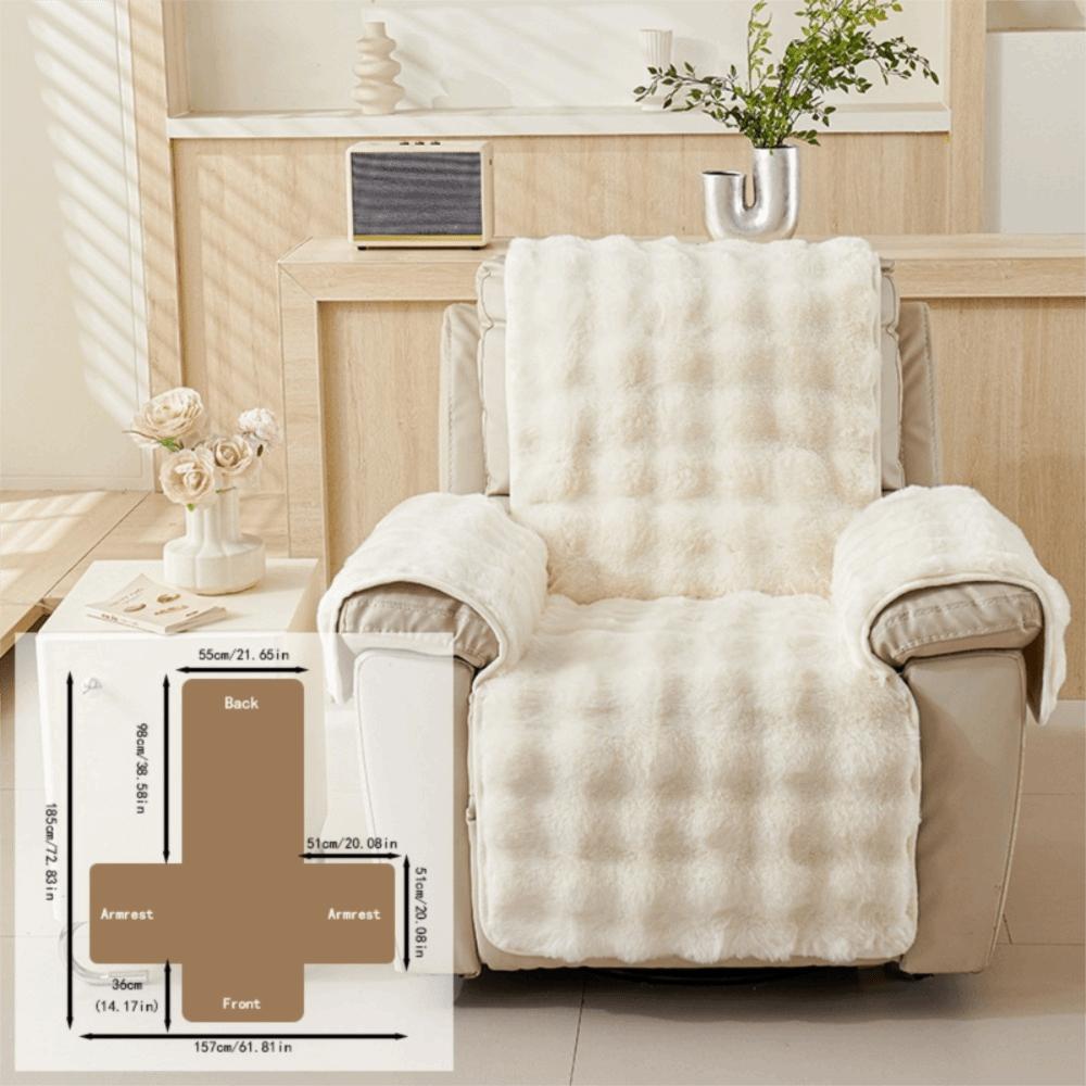 Интегрированный плюшевый одноместный диван-реклайнер Чехол износостойкий Противоскользящие частицы Чехол на 1-местный диван Мягкая теплая подушка для массажного кресла бежевый 15290₽