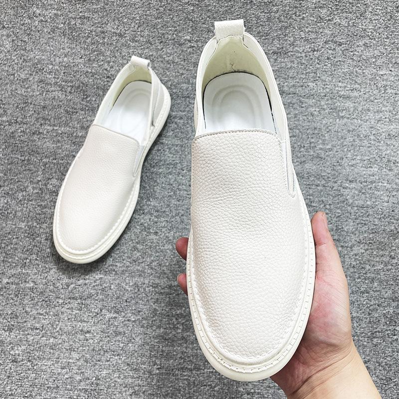Baotou Cowhide Little White Shoes Spring New One-pedal Soft-soled Casual Loafers Breathable Doudou Shoes Men