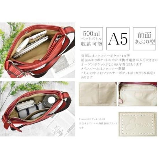 Everett genuine leather shoulder bag women made Japan cowhide A5 compatible holds 500ml crossbody carry lightweight front pocket everyday use travel