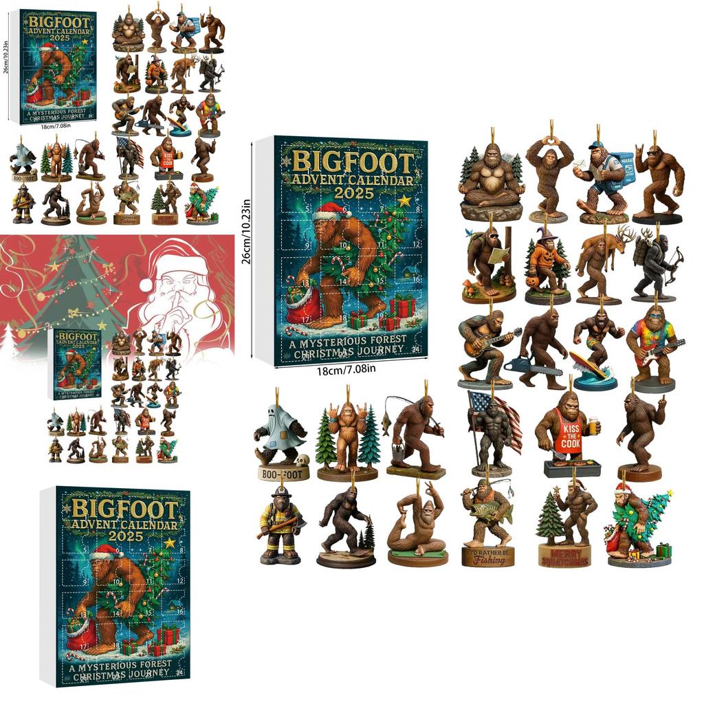Kerst Adventskalender Met Bigfoot Monster Acryl Feestdecoratie Voor Party Cadeaus