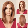 BLONDE UNICORN Short Straight Brown Blonde Ombre Wig Synthetic Bob Wig with Bangs Cosplay Party Daily Natural Hair for Women Heat Resistant