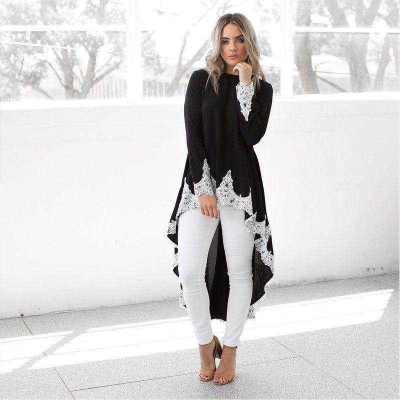 Womens Long Sleeve Lace Ruffles Asymmetrical Casual Tops Shirt Blouse Mini Dress Perfect For Every Occasion And Season