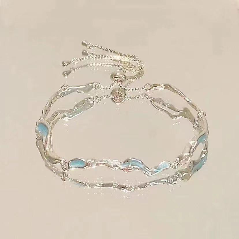 Korean Elegant Cherry Blossom Bow Zircon Bracelet For Women Y2K Sweet Girls Crystal Flowers Bracelets Wedding Party Jewelry Gift