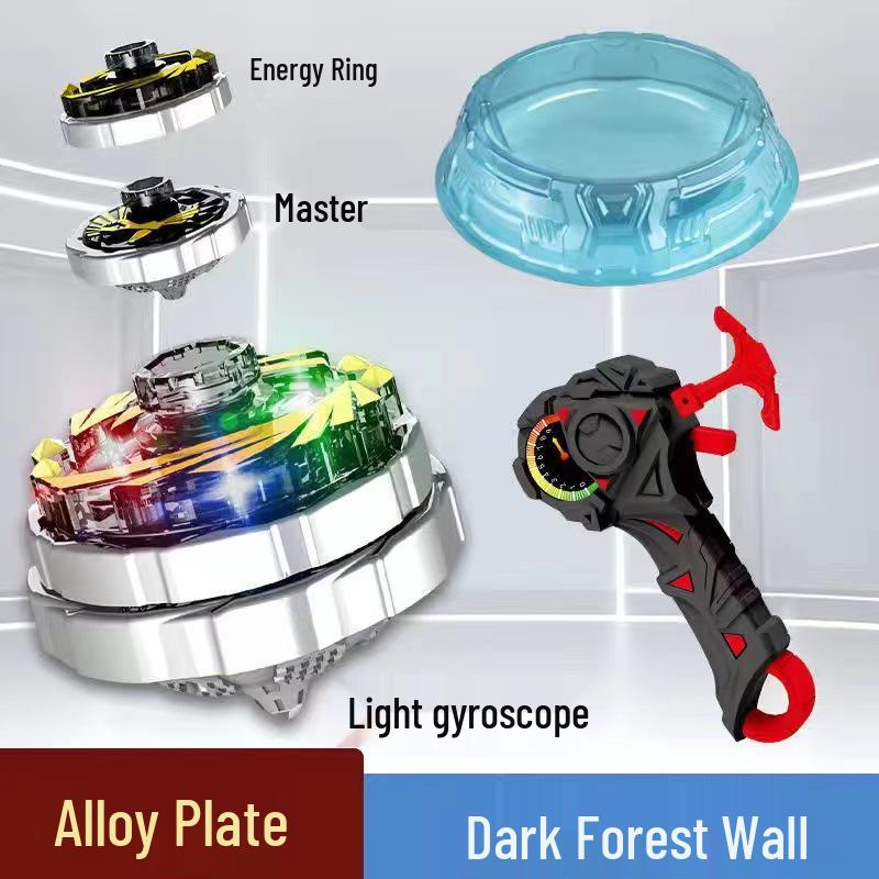 Free Shipping Dual Alloy Burst Gyro Toy - Magic Light Pull String Battle Gyro