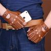 Herren Sommer Ziegenleder Halbfingerhandschuhe - Leicht, Rutschfest für Fitness, Autofahren, Radfahren und Motorradfahren