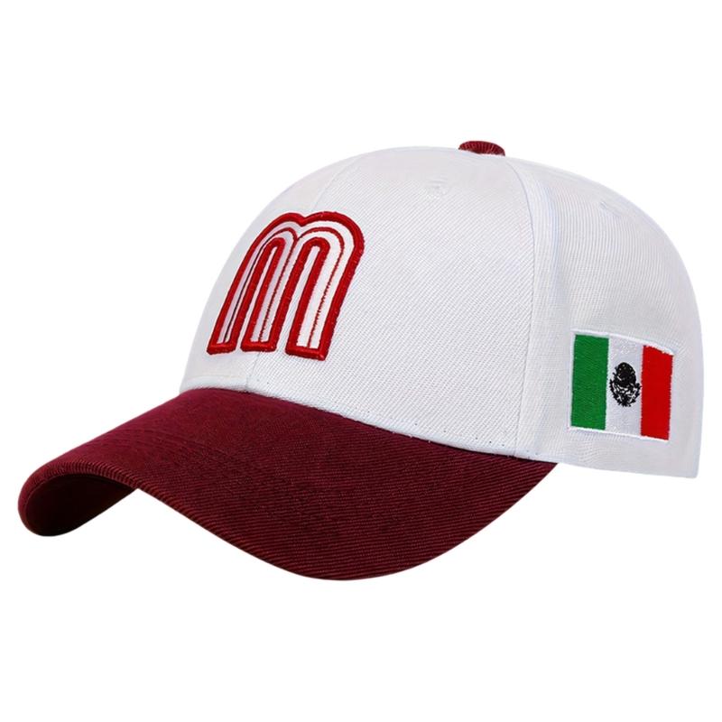 Mexico M Letter Embroidered Baseball Cap Adjustable Cotton Polyester Blend Sunhat For Men Women Kids белый