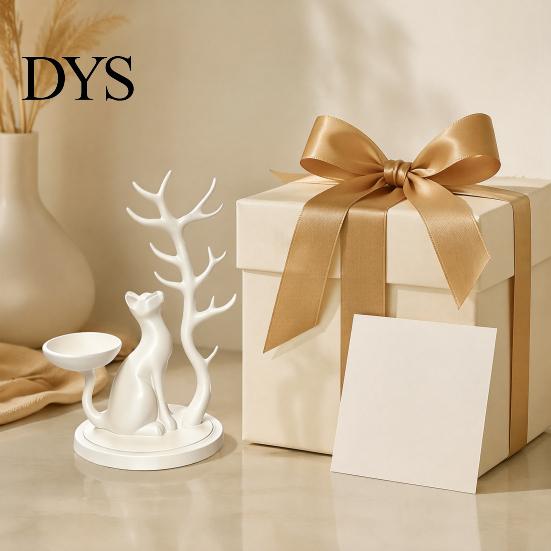 Bedroom Dresser Decor Cute Cat Tree Branch Jewelry Organizer, 3D Printed Earring Bracelet Hair Decorative Trinket Tray Tie Storage Holder, Display