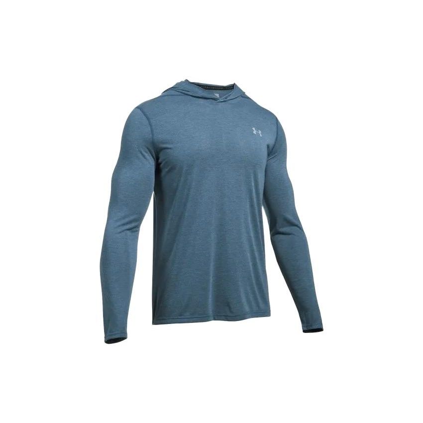 

Under Armour Solid Color Logo Print Long Sleeve Hoodie Men hoodies Blue 1289606-997 L