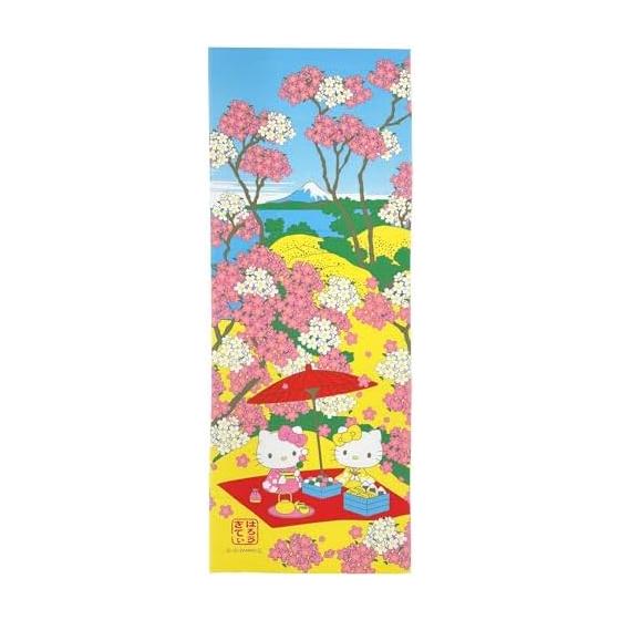 Sanrio Japanese Pattern Tenugui Kitty & Mimmy Gotenyama Fuji Present Made in Japan