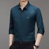 Men Long Sleeve Turn Down Collar Business Casual Wrinkle Free Shirt