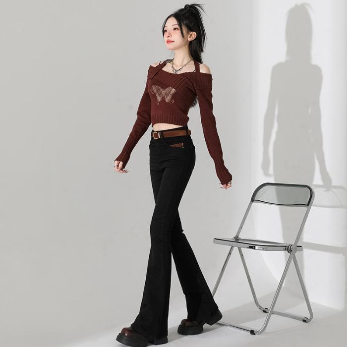 

Женский осенне-зимний стиль Женская одежда Расклешенные брюки с высокой талией Женские осенне-зимние брюки-подковы Женские осенние 2XL