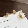 Light Luxury Dream Girl Heart Pink Love Colored Treasure Zircon Rabbit Wing Open Ring Starlight Stacked Index Finger Ring