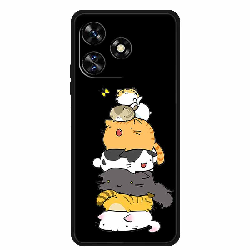 Funda For Oukitel C51 Case Cute Cartoon Cat Black Silicone Soft Phone Case For Oukitel C51 Back Cover Cases C 51 Coque 6.8" Capa