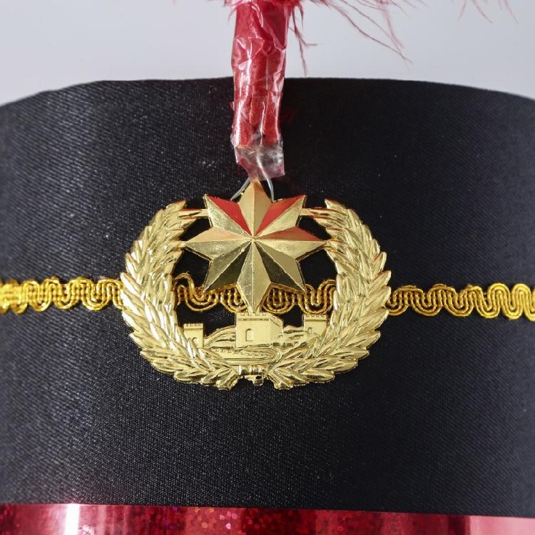 Halloween Drum Majors Hat with Feather European Style Vintage Honor Guard Hat