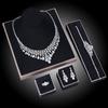 Luxury AAA Zircon Charm Bracelets Pendant Necklace Dangle Earring Rings Sets Fashion Nigerian Wedding Jewelry Set Dubai Bridal