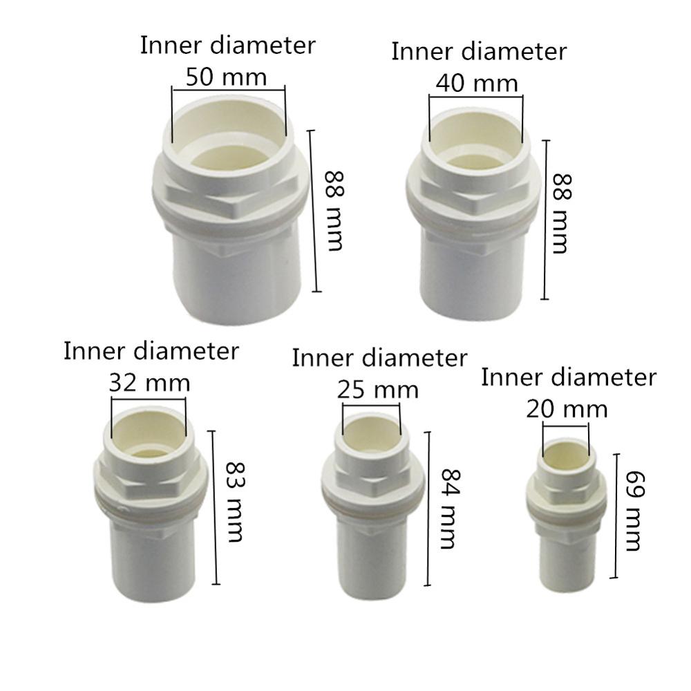 I.D 20/25/32/40/50mm PVC Pipe Straight Connectors Aquarium Fish Tank Drain Pipe Joints Inlet And Outlet Water Exchange Adapters