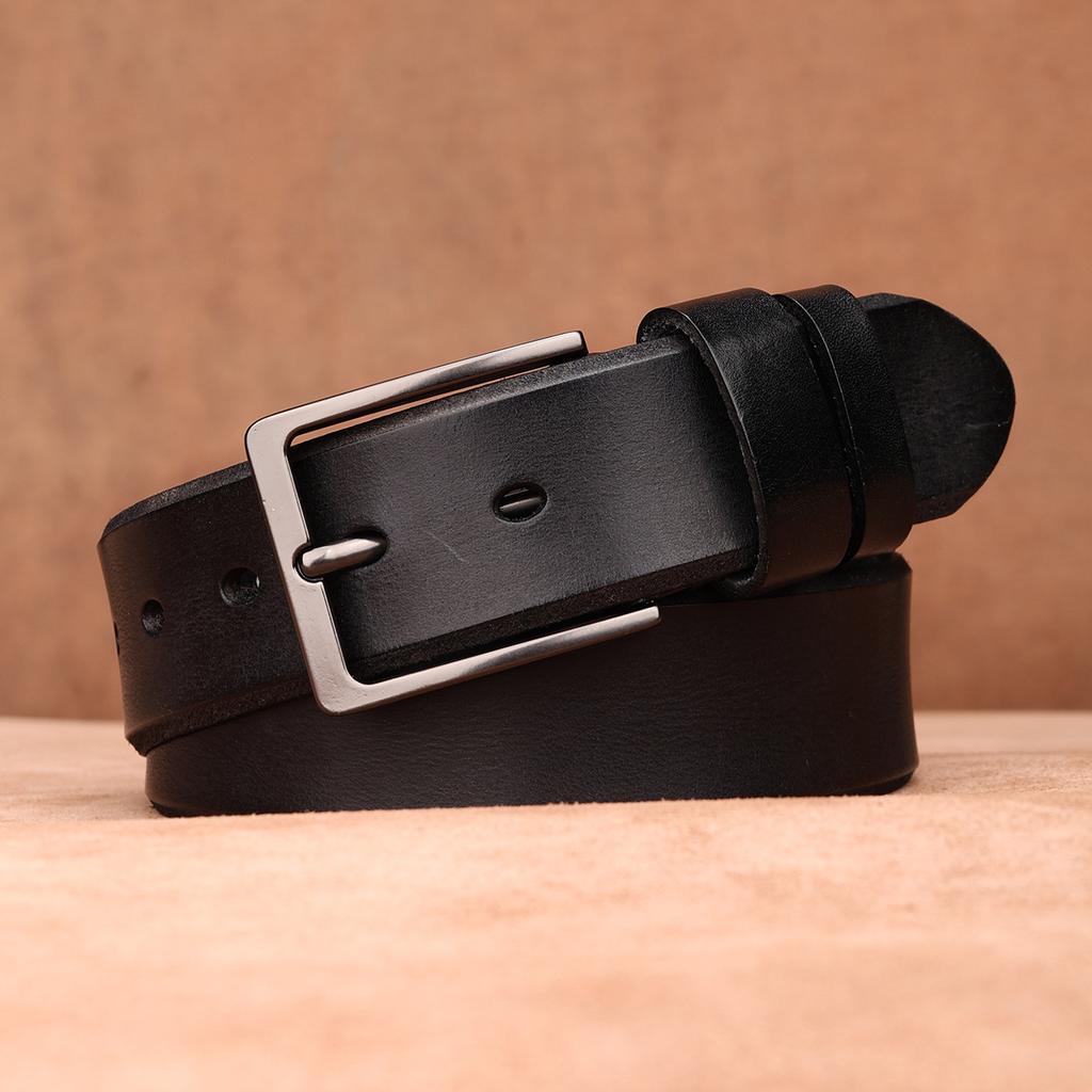 Men'S Whole First-Layer Cowhide Belt Casual Simple Pin Buckle Leather Belt Business Middle-Aged And Young Men'S Belt