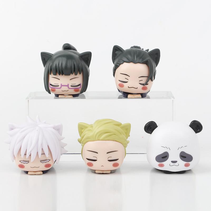 6CM Jujutsu Kaisen Anime Figure Itadori Yuji Satoru Gojo Napping Cat PVC Q Version prone 4Pcs/Set Model Toys Gift Collection