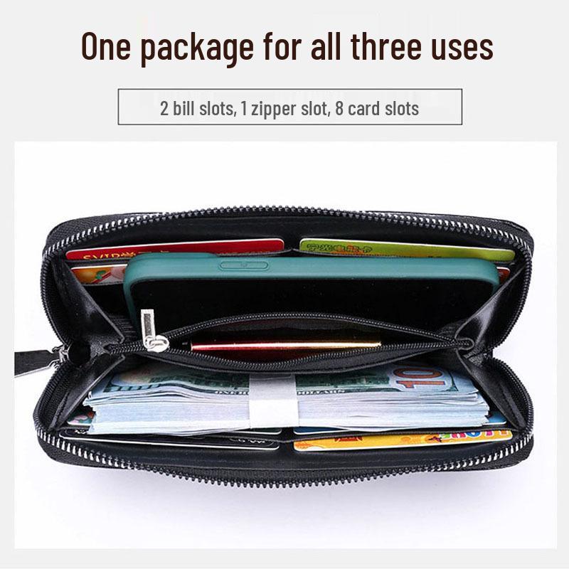 Men's Large Capacity Zipper Wallet - Casual Business Clutch Card Holder