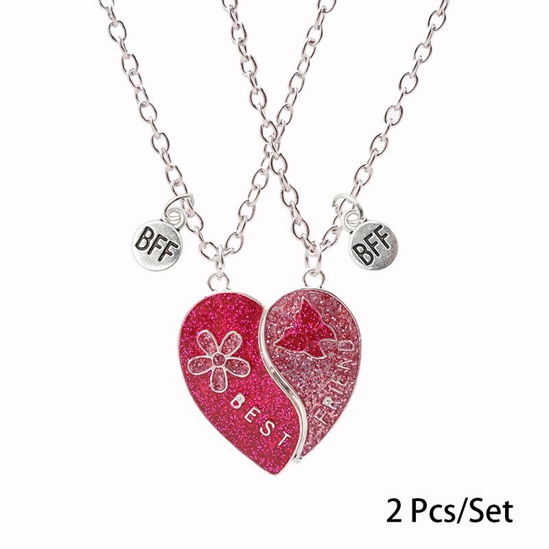 

Детское ожерелье с магнитным кулоном в виде сердца с пайетками - Нишевый дизайн серебряный