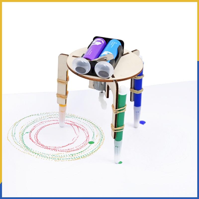 Diy Graffiti Robot Steam Model Assembling Kits For Kids Education Science Puzzle Experiment Children   Hand Make Vibration Toys