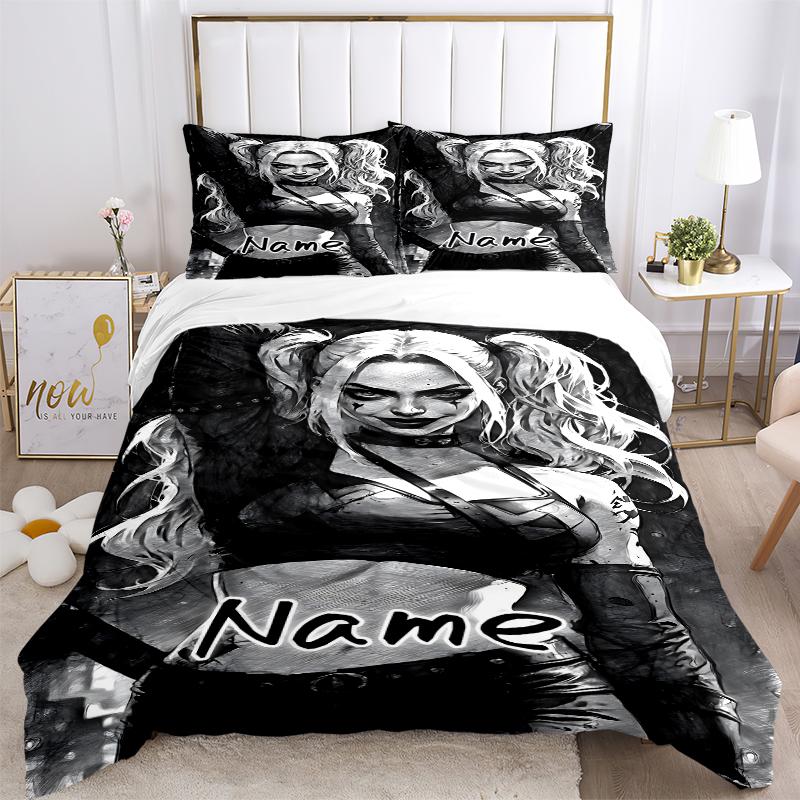 Custom Textile Harley Quinn Bedding 3 Piece Set HD Print Duvet Cover Pillowcases for Teens Adult Bedroom Decoration