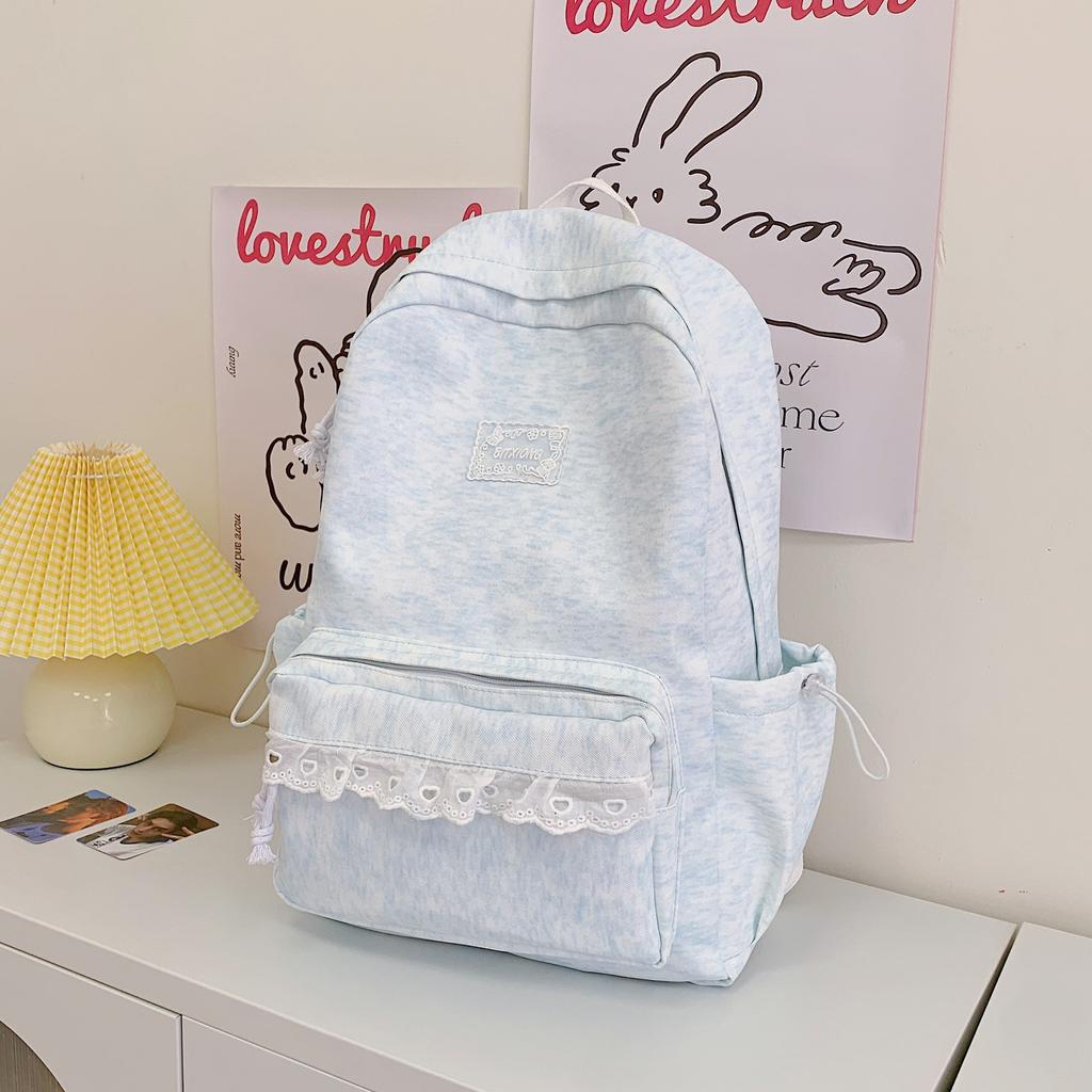 Schoolbag female ins wind Japanese primary school students high value Korean backpack junior high school students niche simple lace backpack