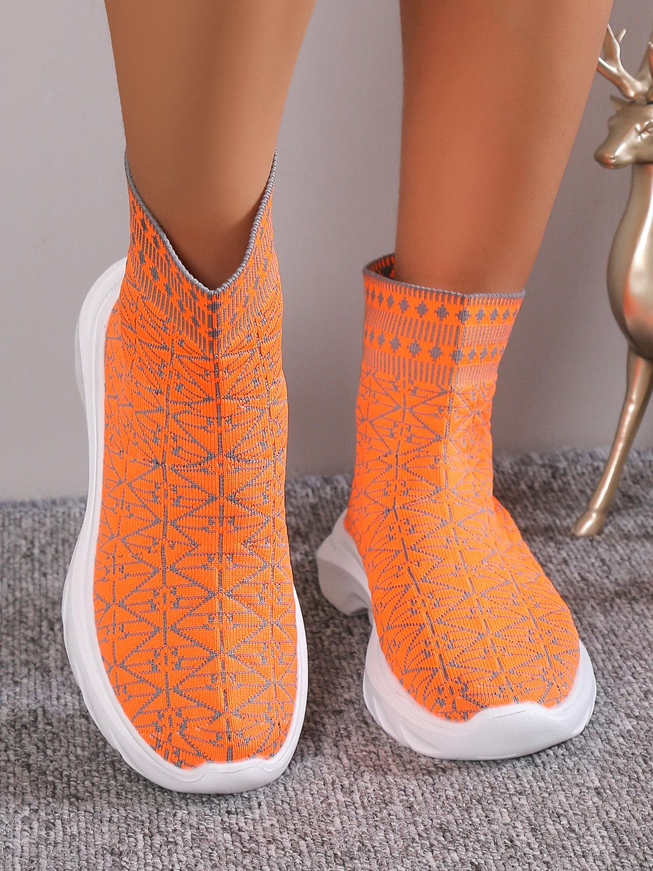 

модные носки кроссовки женская спортивная обувь спортивная обувь женские дышащие повседневные эластичные ботинки на толстой подошве из вулканизированной стали 42 оранжевый