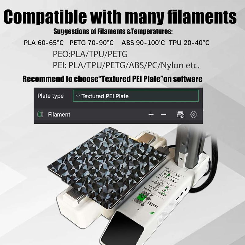 3D Printer Build Plate 184x184mm Smooth & Textured PEI Flexible for Bambu Lab A1 Mini Cold Plate Removable  A1 Mini Accessories