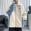 Contrast Color Lamb Wool Granular Fleece Cotton-padded Jacket Men's Korean Version Stand-up Collar Sweater Thermal Jacket
