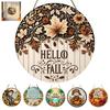 Handcrafted Wooden Wall Decor Natural Autumn/Summer Pendant with Hanging Rope for Front Door, Creative Rustic Entrance Door Sign Welcome Sign,