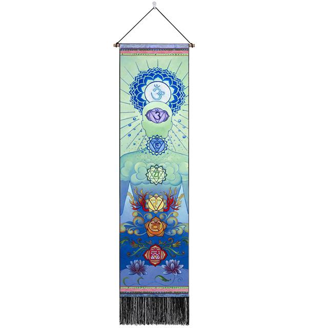 Seven Chakra Tapestry Vertical Wall Hanging Tree of Life Tapestry Tassel Yoga Meditation Tapestry for Bedroom Living Decoration