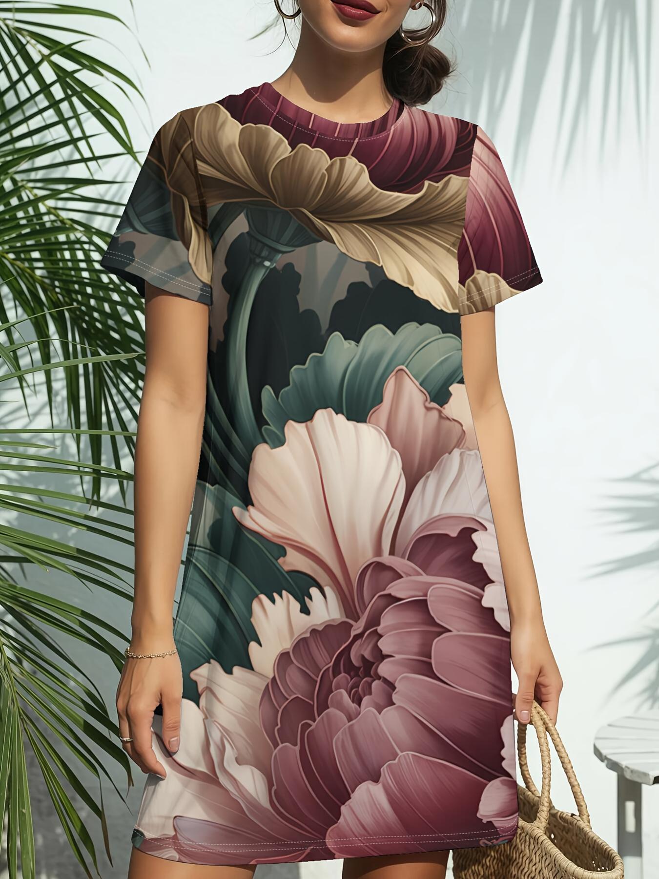 

Velvet RosesNew Women s Crew Neck Short Sleeve T-Shirt Dress. American Style Fashion Trend Digital Print. Spring ; Summer Casual Versatile - Elegant ; XL дубильная кора