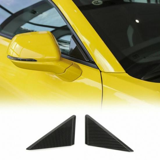 Side Window Front Triangle Cover Trim Bezels For Chevy Camaro 10-15 Carbon Fiber