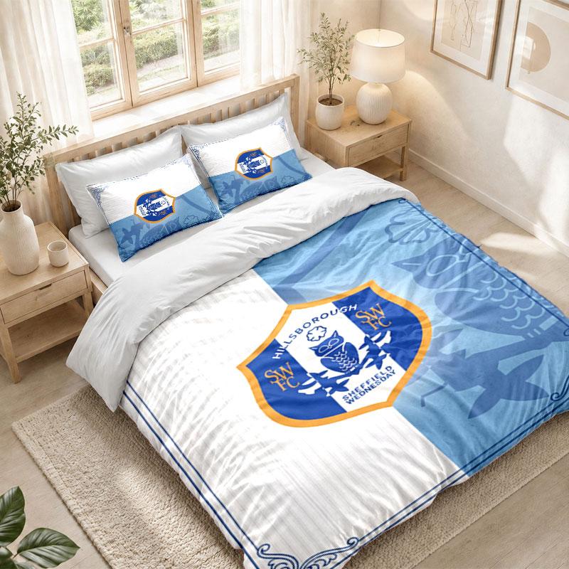 Bedding Set 1 Duvet Cover 2 Pillowcases Sheffield Wednesday Print Bedroom Home Decoration