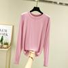 Women's Crew Neck Long Sleeve Tee Slim Fit Commuter Casual Top Solid Color Modal Fabric Stretchy Basic Layering Shirt For Autumn Daily Inner Wear