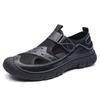 Fashion Summer New Designer Mesh Casual Beach Shoes for Men Breathable Soft Leather Sandals Man Fashion Soft Sole Solid Color Shoes Man