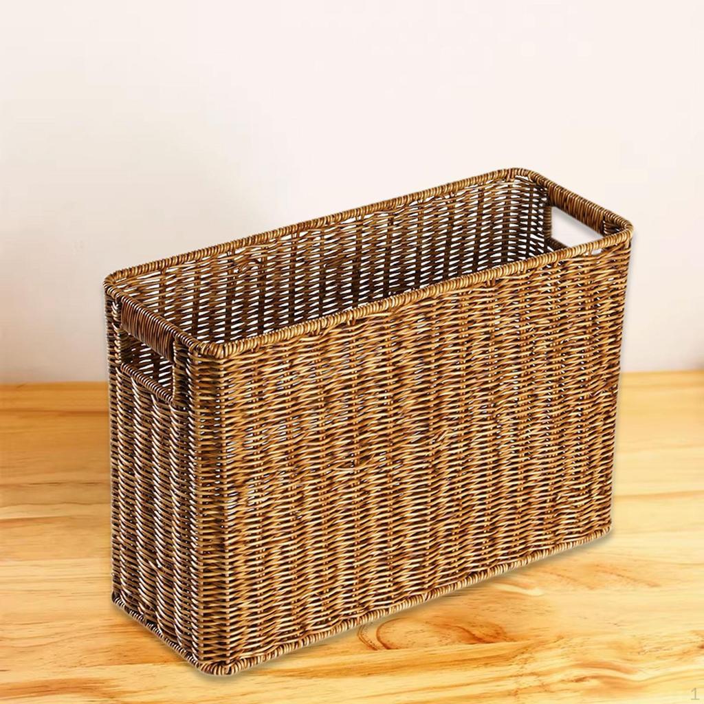Narrow Basket Bin Brown Decor Lightweight Space Saving Versatile Toy Baskets Storage for Bedroom
