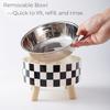 Elevated Dog Bowl Stand With Feeders Dishes For Most Dog Size Checkered Print Food Dish Stainless Steel