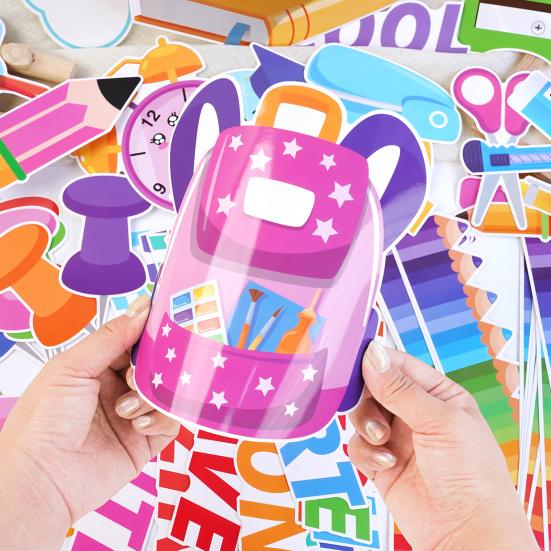 88Pcs/Set Back to School Bulletin Board Decoration Rainbow Book Pencil